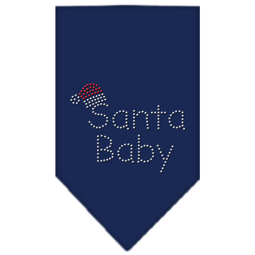 Santa Baby Rhinestone Bandana Navy Blue Small